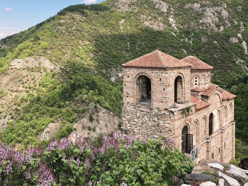 wide view of asenovgrad fort in bulgaria on a sunny day