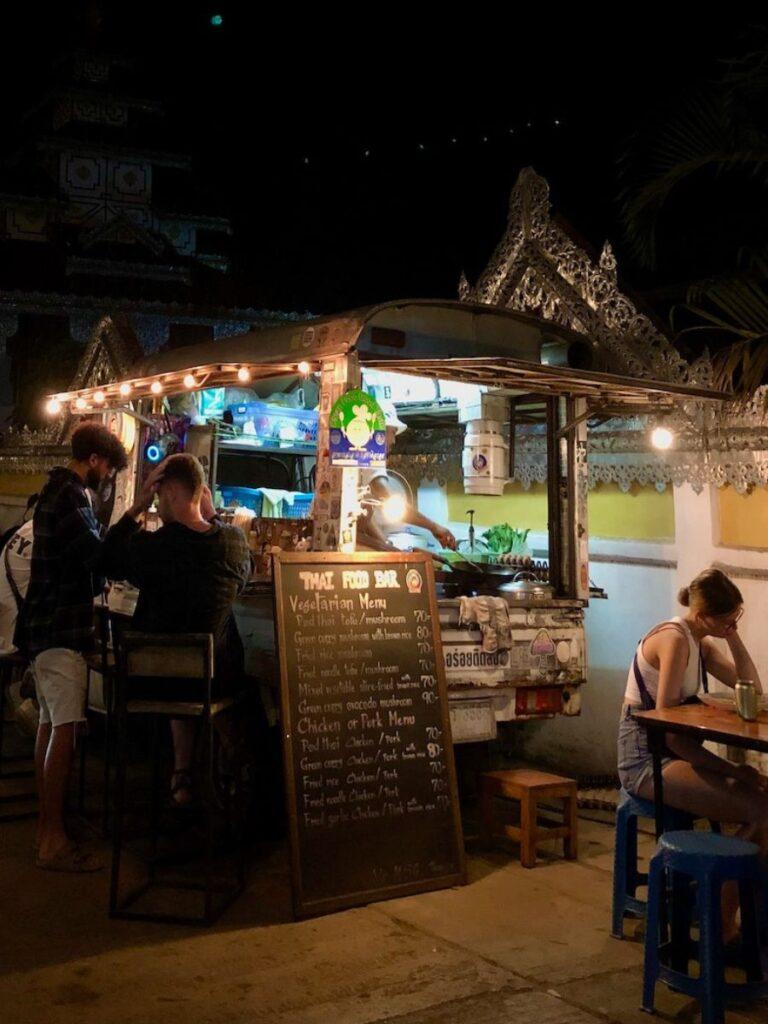 close up of thai street food truck on pai walking street, northern thailand