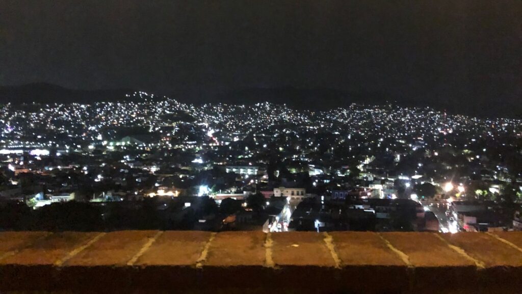 oaxaca city lit up from panormica del fortin