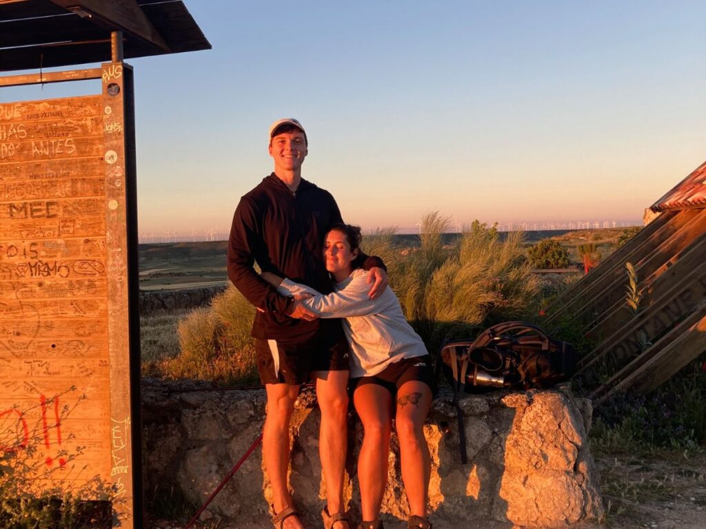 jules and marius at sunrise on the camino de santiago