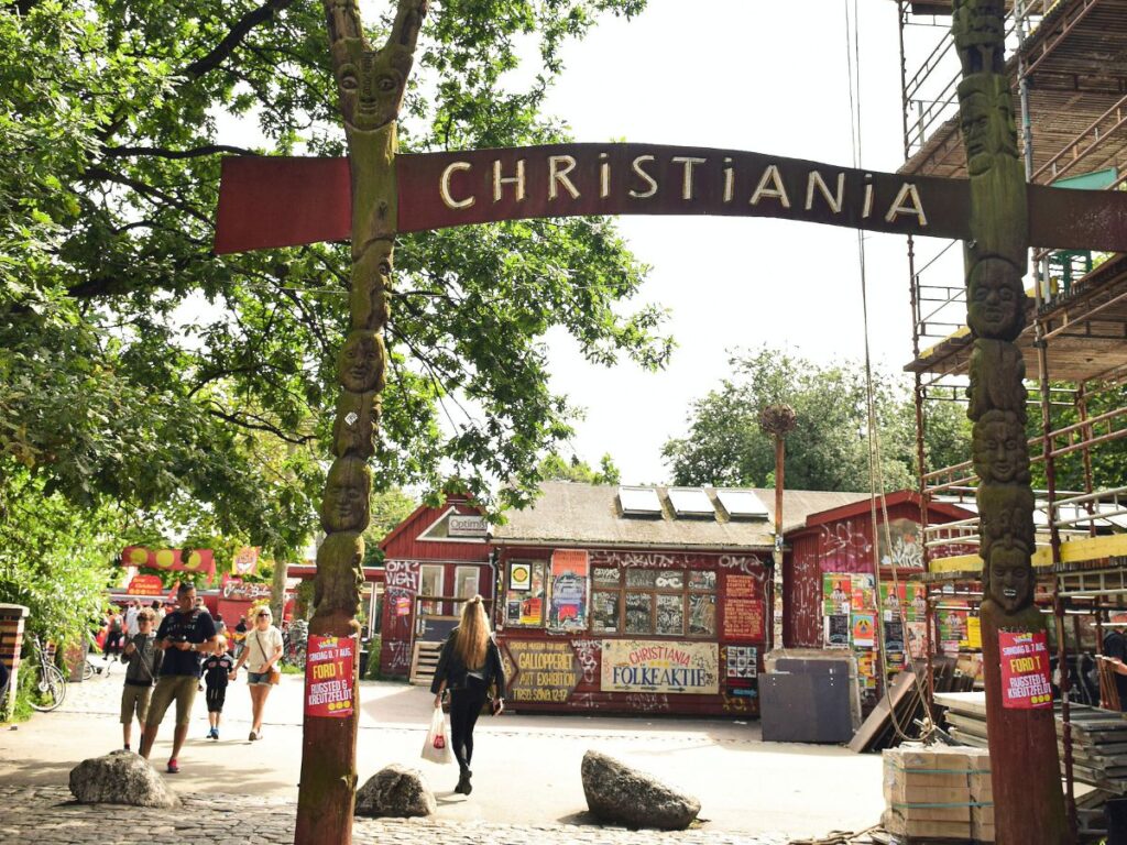 entrance to freetown christiana in the centre of copenhagen, a place where there is no laws or rules