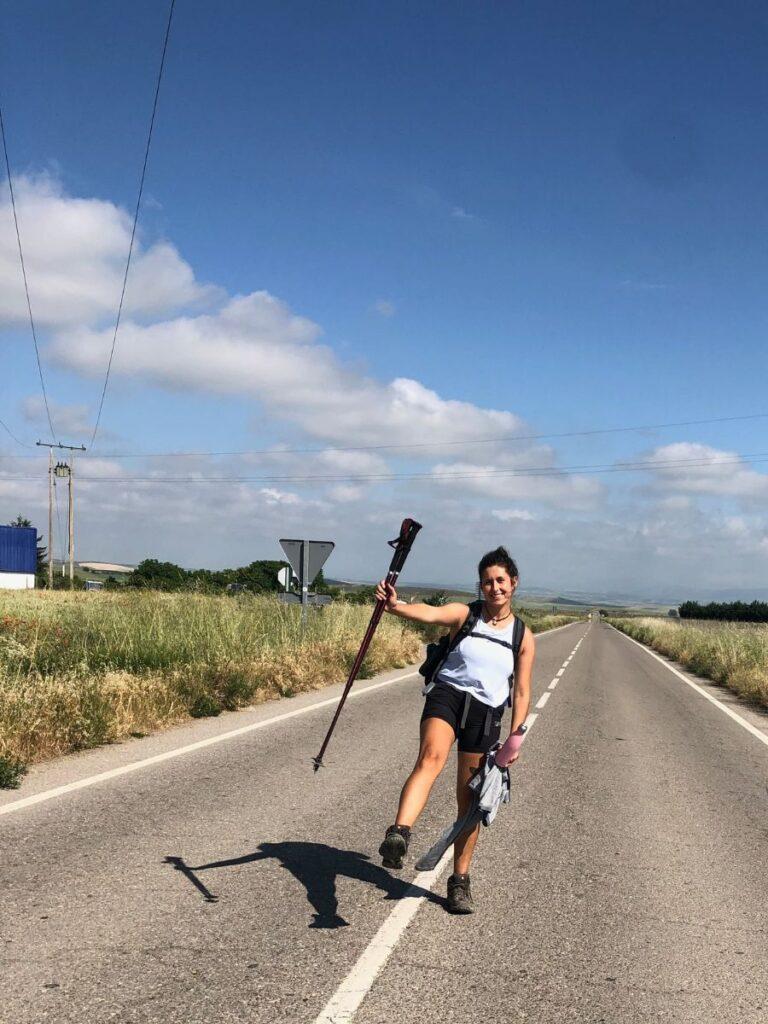 picture of jules walking the camino de santiago