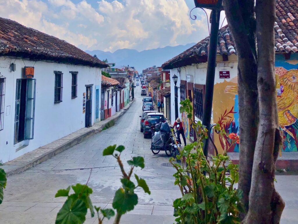 Top of Belisario dominguez street in San Cristobal de las casas, barrio de cerrillo neighbourhood