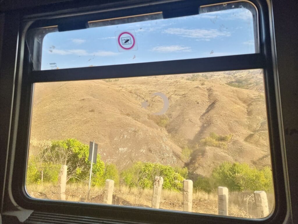 window view from the compartment on the Guney Kurtalan express