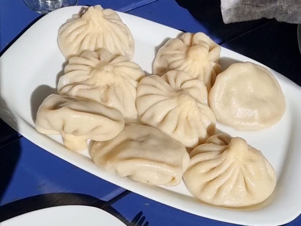 Plate of khinkali at cafe daphne in Tbilisi