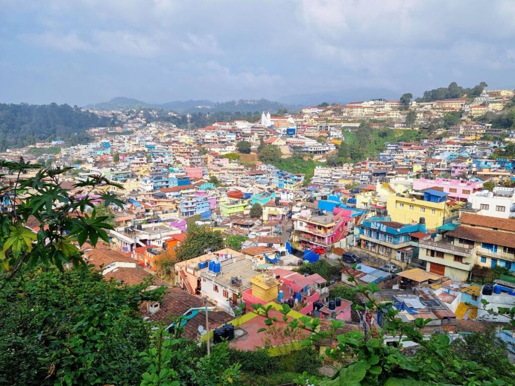 Upper Coonoor view of colourful houses, coonoor, tamil nadu