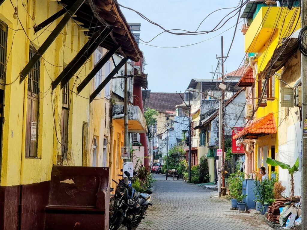 Burger Street in Fort Kochi Kerala, very colourful and beautiful colonial houses