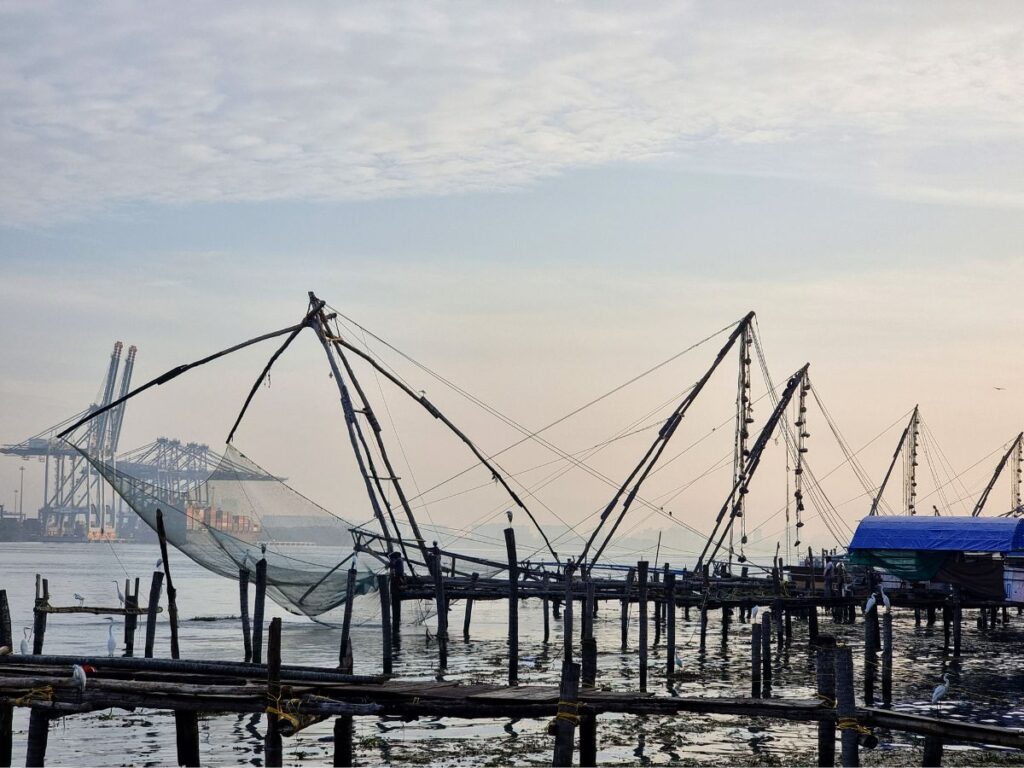 Chinese Fishing nets at dawn in Fort kochi, kerala