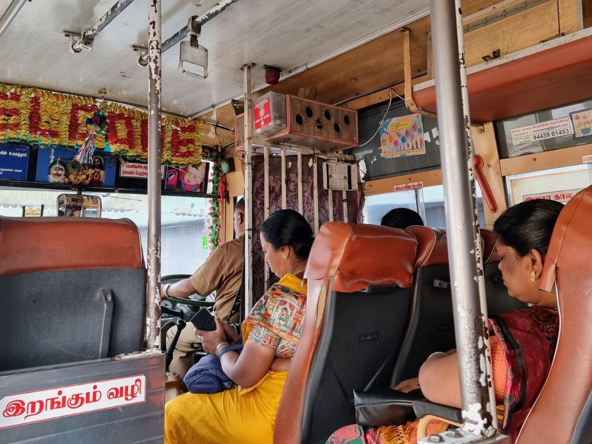 Women sitting on public bus from Coimbatore to Coonoor.