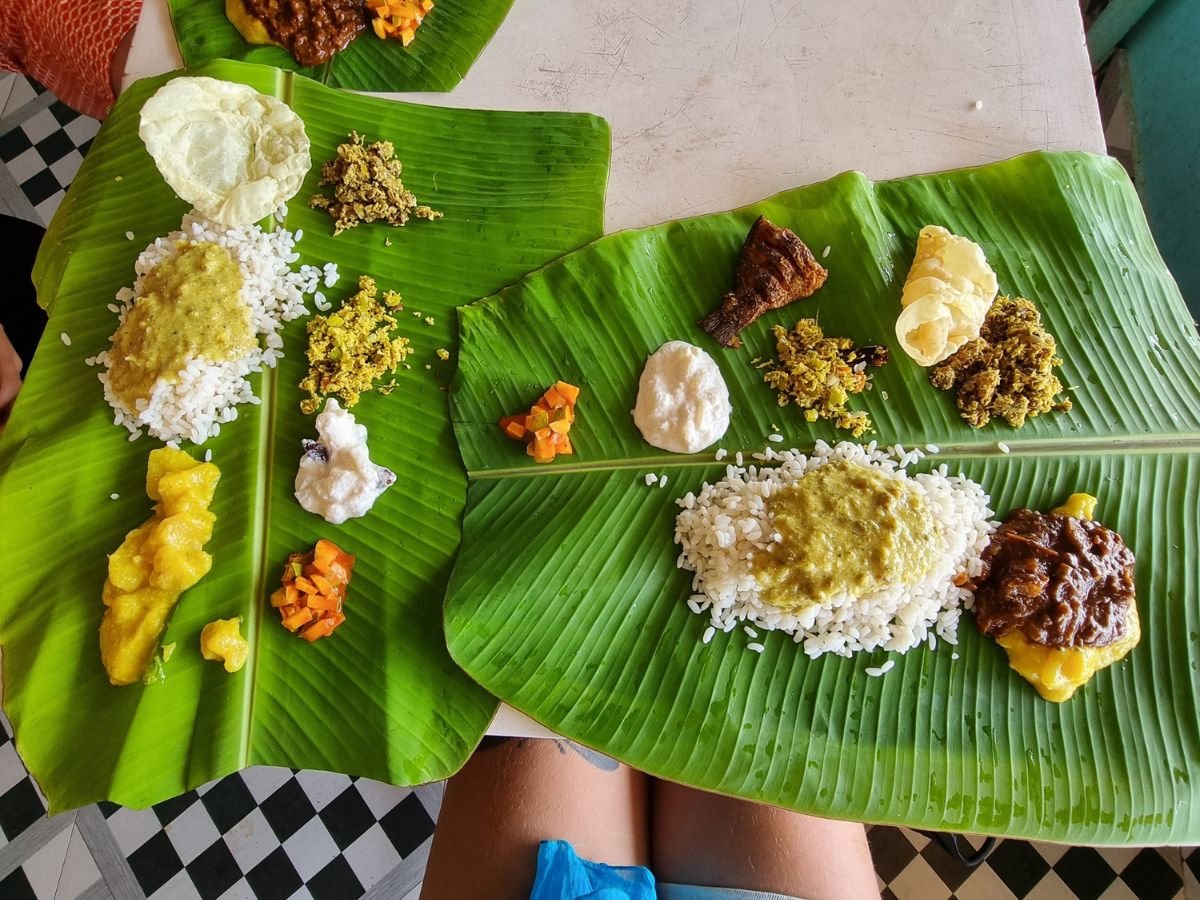 Traditional banana leaf kerala curry
